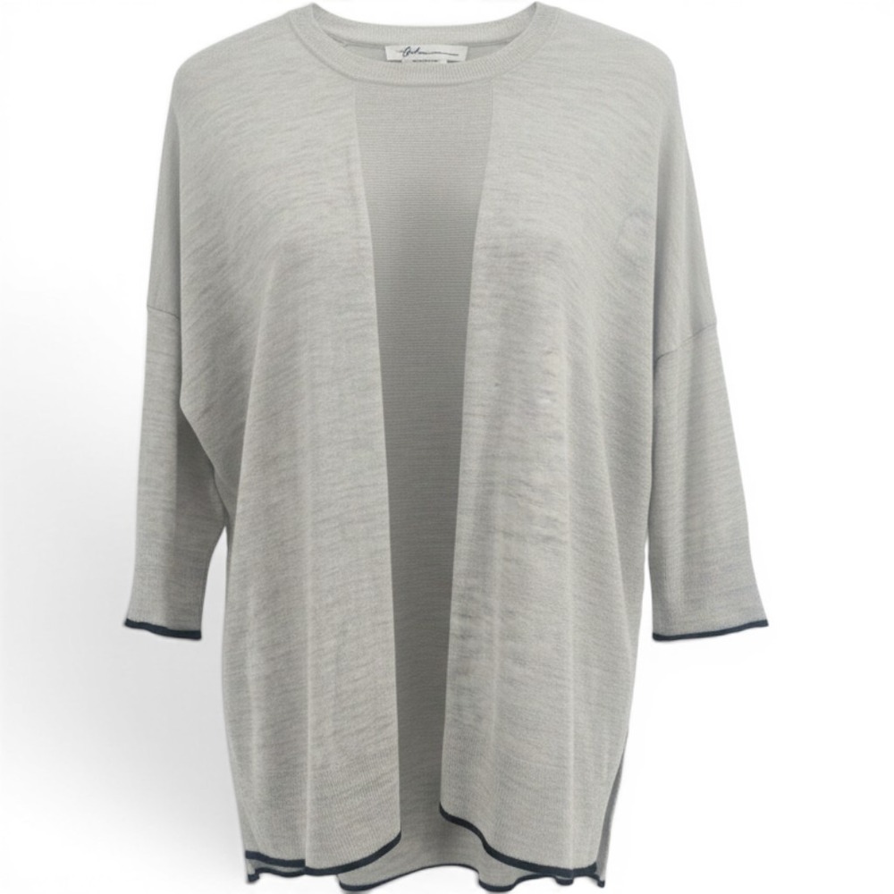 Paychi Guh Cashmere Sweater Womens S/M Oversized 3/4‎ Sleeve Gray Striped *